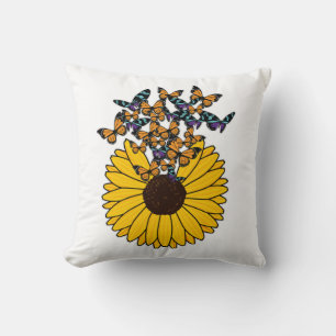 Butterflies with Sunflower Throw Pillow