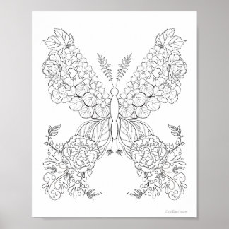 Butterflowers #10 Detailed Colouring Poster