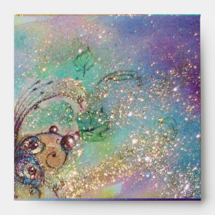 BUTTERFLY 2 ,blue green yellow gold sparkles Envelopes