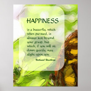 Butterfly 2 Happiness Inspirational Quote Poster