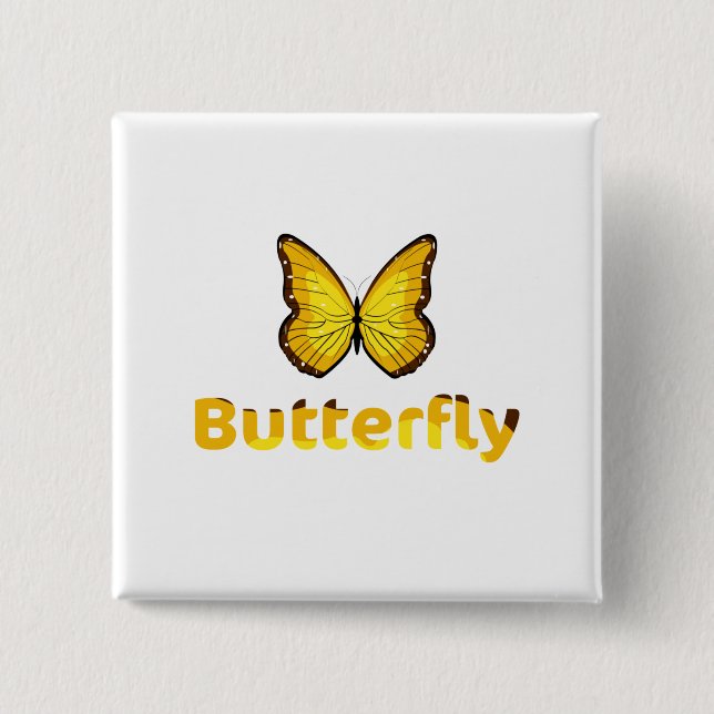 Butterfly 2 Inch Square Button (Front)