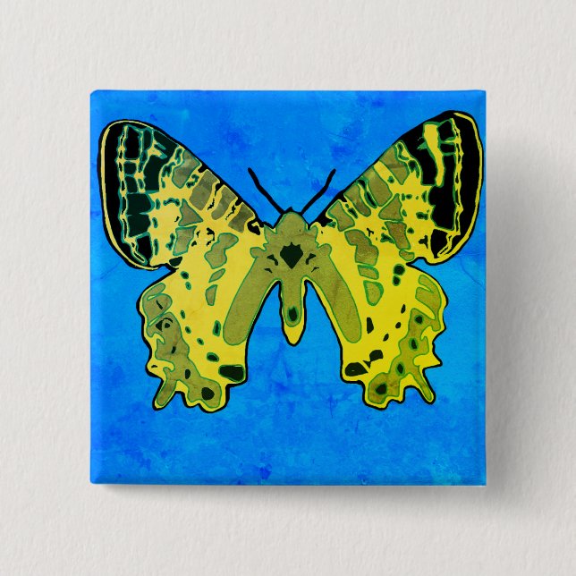 Butterfly 2 Inch Square Button (Front)