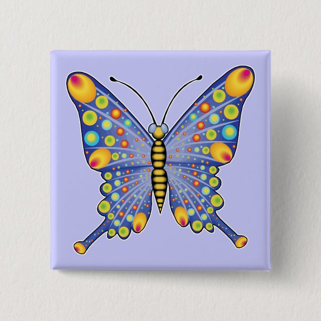 Butterfly 2 Inch Square Button (Front)