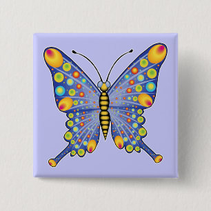 Butterfly 2 Inch Square Button
