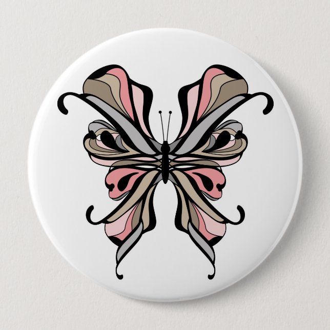 Butterfly 4 Inch Round Button (Front)