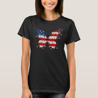 Butterfly 4th Of July American Flag Patriotic T-Shirt