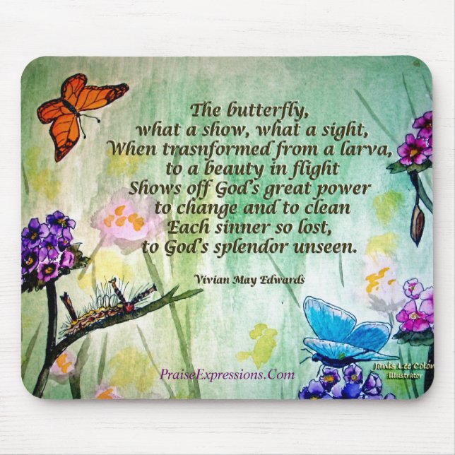 Butterfly- 5x7 w poem, PraiseExpressions.Com Mouse Pad (Front)