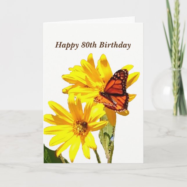 Butterfly 80th Birthday Card (Front)