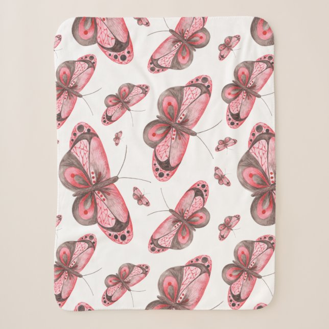 Butterfly Abstract Art Sherpa Blanket (Front)