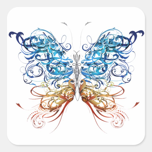 Butterfly Abstract Art Square Sticker (Front)