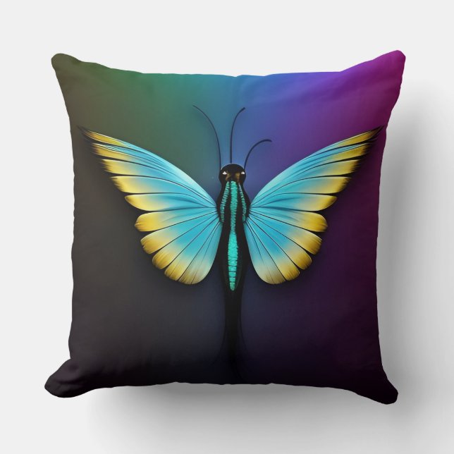 Butterfly Abstract Colourful Wings Gradient  Throw Pillow (Front)