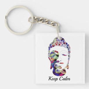 Butterfly abstract on hand drawn buddha silhouette keychain