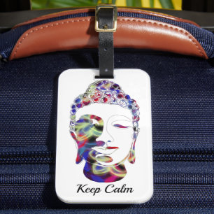 Butterfly abstract on hand drawn buddha silhouette luggage tag