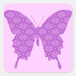 Butterfly, abstract pattern, lavender and purple square sticker