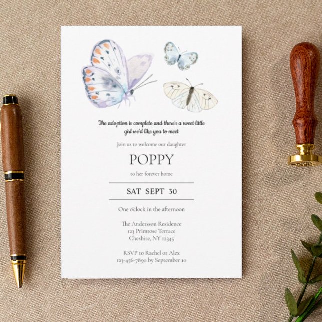Butterfly Adoption Announcement Party Invitation  (Creator Uploaded)