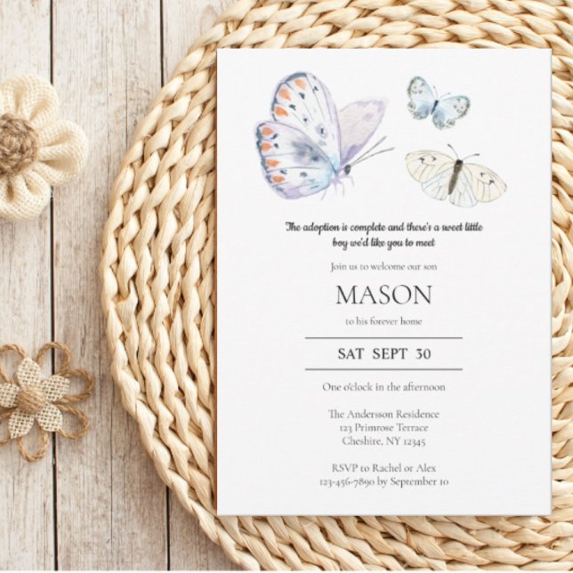 Butterfly Adoption Announcement Party Invitation  (Creator Uploaded)