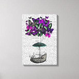 Butterfly Airship 2 Purple and Green Canvas Print