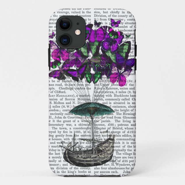 Butterfly Airship 2 Purple and Green Case-Mate iPhone Case (Back)