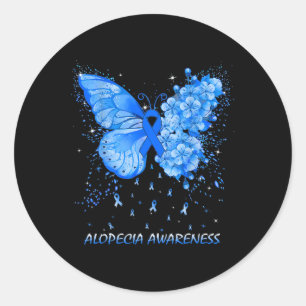 Butterfly Alopecia Awareness Ribbon  Classic Round Sticker