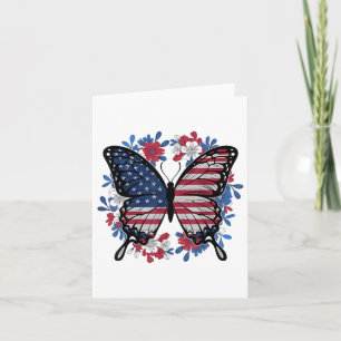Butterfly American Flag Patriotic Usa 4th Of July Card