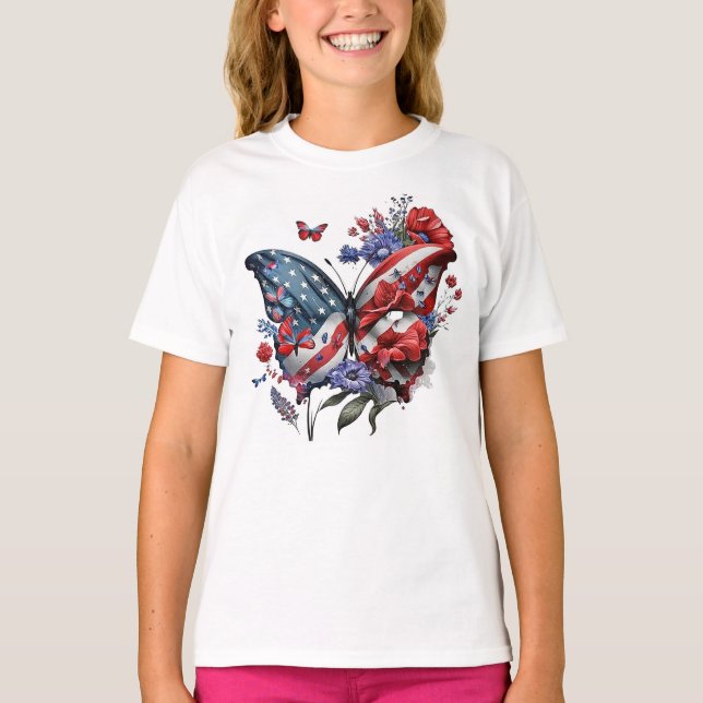 Butterfly American Flag T-Shirt (Front)