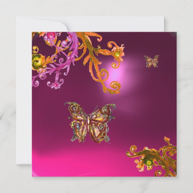 BUTTERFLY AMETHYST,purple bright pink yellow brown Invitation (Front)