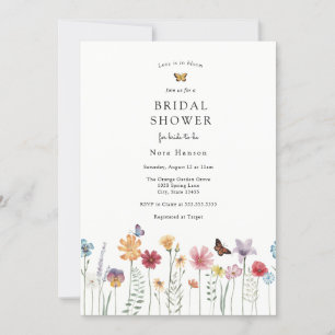 Butterfly and Blooming Wildflower Bridal Shower Invitation