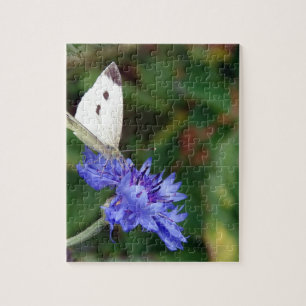 Butterfly and Blue Flower Jigsaw Puzzle