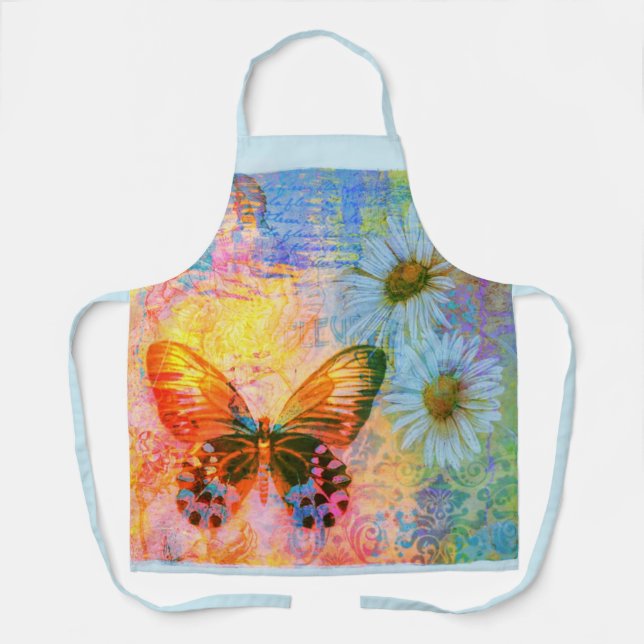 butterfly and daisies  apron (Front)