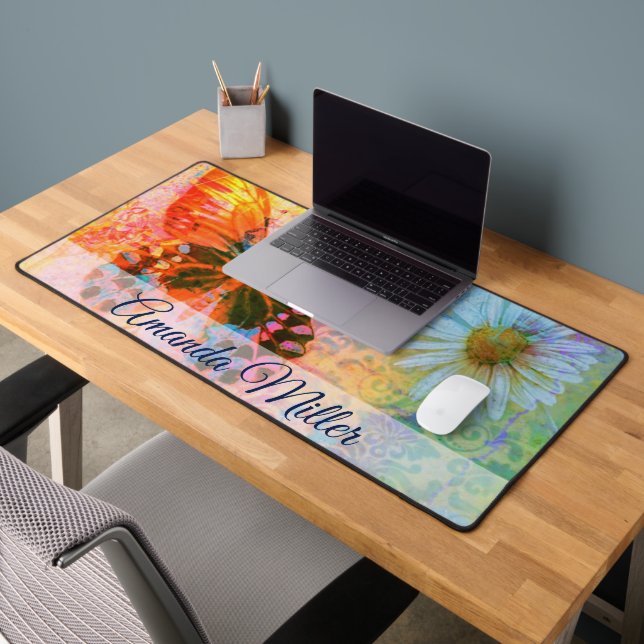 butterfly and daisies  personalized desk mat (Office 2)