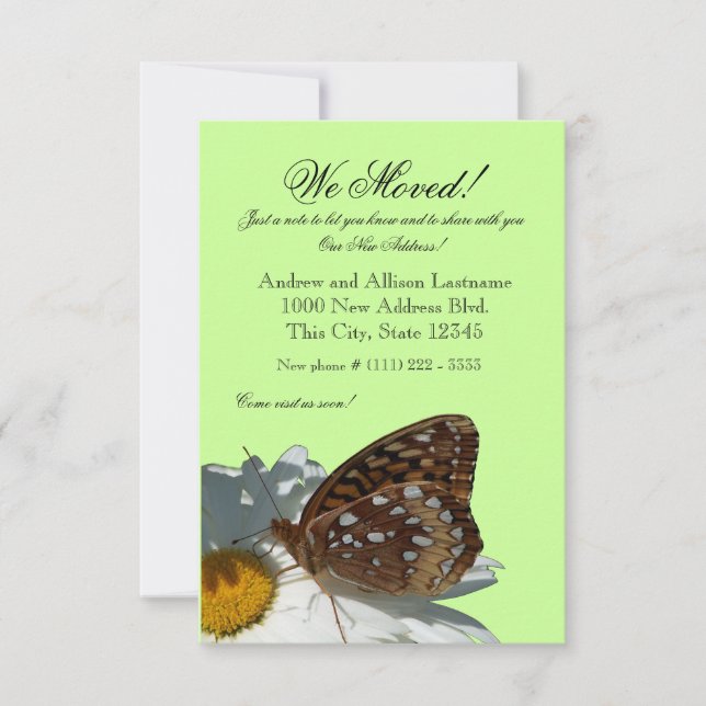 Butterfly and Daisy New Address Announcement (Front)