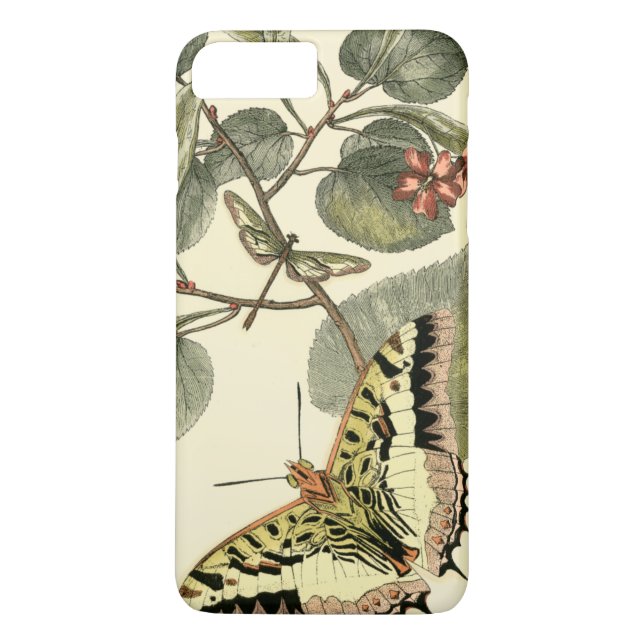 Butterfly and Dragonfly with Red Flowers Case-Mate iPhone Case (Back)