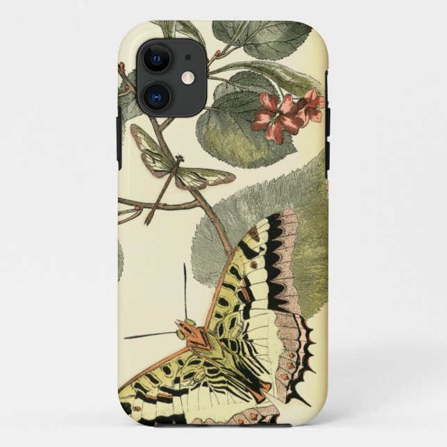 Butterfly and Dragonfly with Red Flowers Case-Mate iPhone Case (Back)