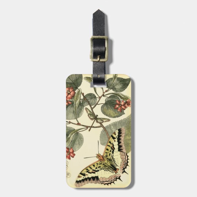 Butterfly and Dragonfly with Red Flowers Luggage Tag (Front Vertical)