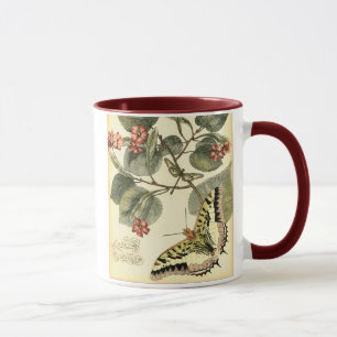Butterfly and Dragonfly with Red Flowers Mug