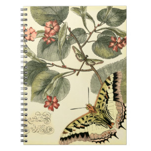 Butterfly and Dragonfly with Red Flowers Notebook
