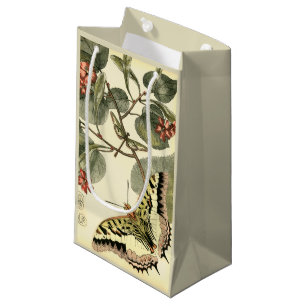 Butterfly and Dragonfly with Red Flowers Small Gift Bag
