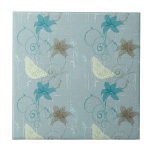 butterfly and flora patterns tile