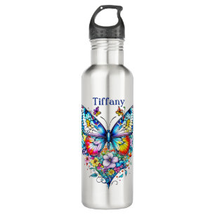 Butterfly and Floral Heart Personalized 710 Ml Water Bottle