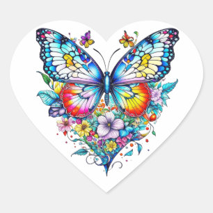 Butterfly and Floral Heart  Sticker