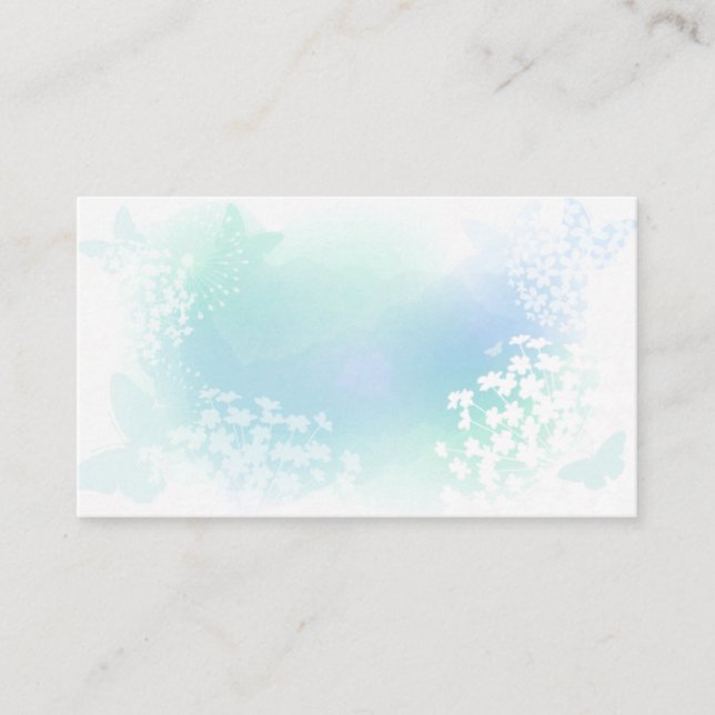 Butterfly and Floral Watercolor Background Business Card (Front)