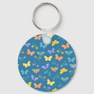 Butterfly And Flower Art Keychain
