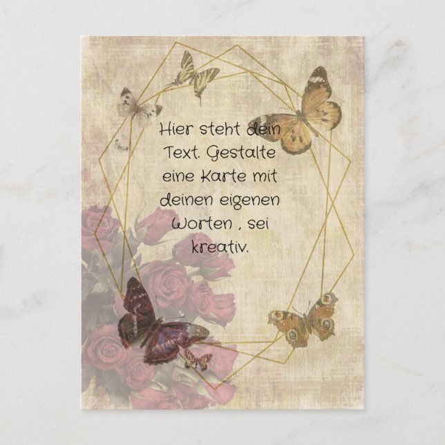 butterfly and flowers # 11 , personalizable postcard (Front)