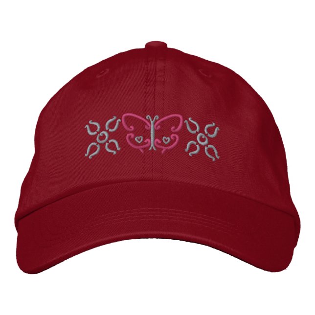 Butterfly And Flowers Embroidered Hat (Front)