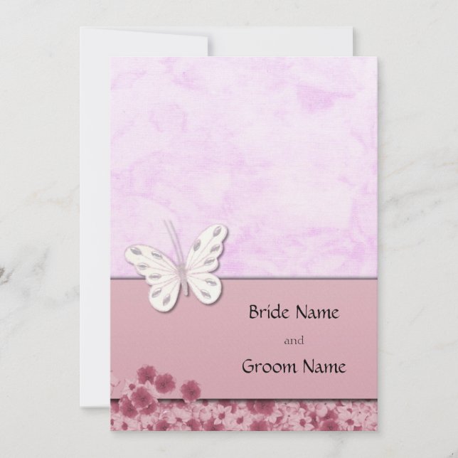 Butterfly And Flowers Invitation (Front)