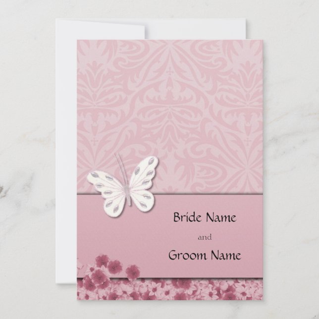 Butterfly And Flowers Invitation (Front)