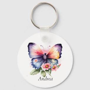 Butterfly and Flowers Keychain
