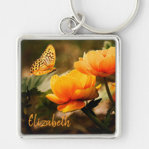Butterfly and Flowers Keychain