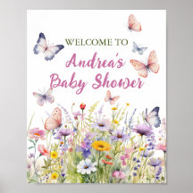 Butterfly and Flowers Party Sign