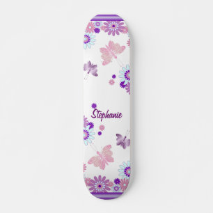 Butterfly And Flowers Skateboard
